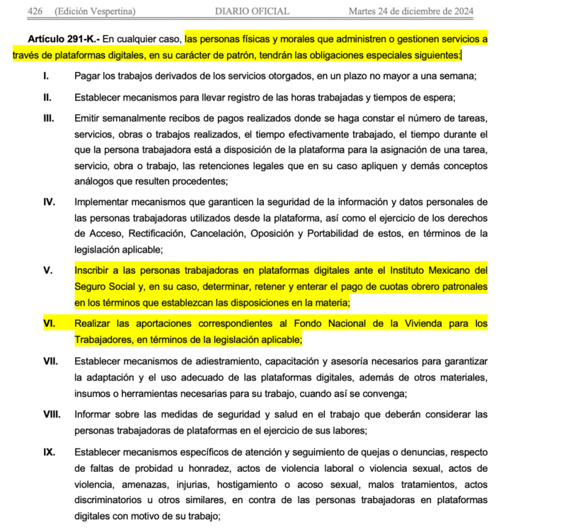 Reforma Laboral para plataformas digitales